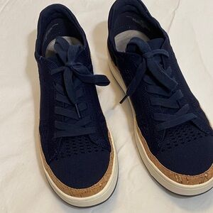 Earth Women's Knit Sneakers- Knight Navy Blue with Cork lining at sole